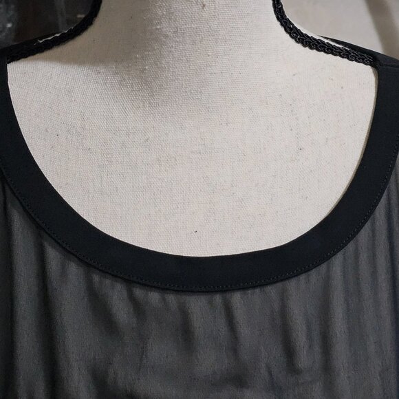 7th Avenue Black Sleeveless Sheer and Fringe Top - Picture 6 of 13